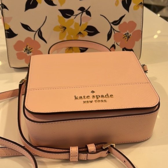 Kate Spade Staci Square Crossbody Saffiano Leather Chalk Pink - Picture 11 of 16